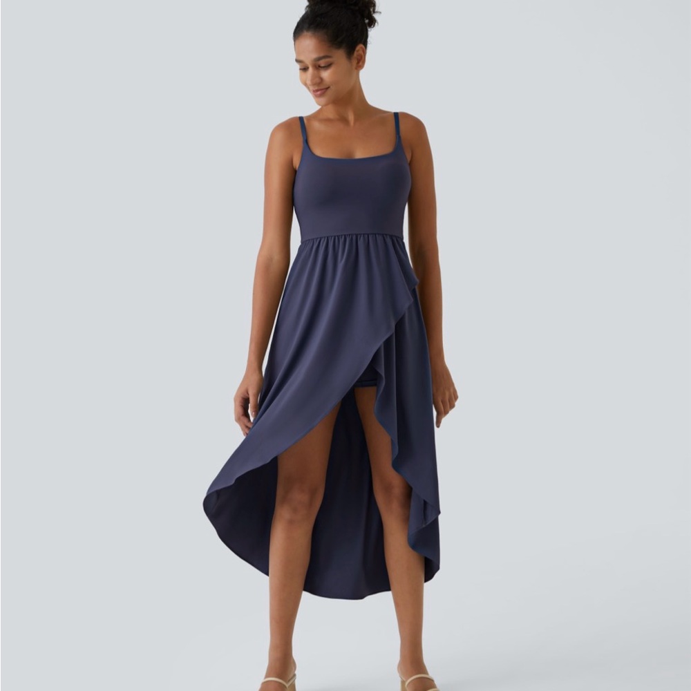 Elegant Navy Blue Midi Women's Dress